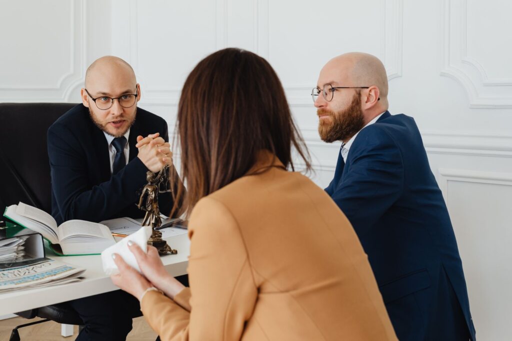 Client meeting with an attorney